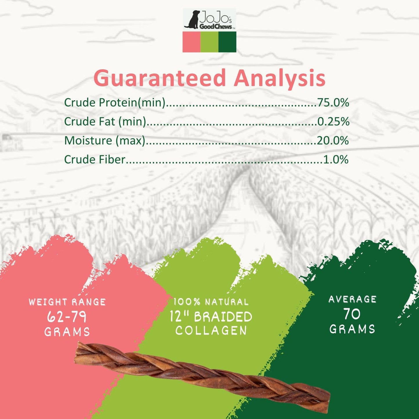 Braided Collagen Stick Dog Treats - 12" Standard, Each