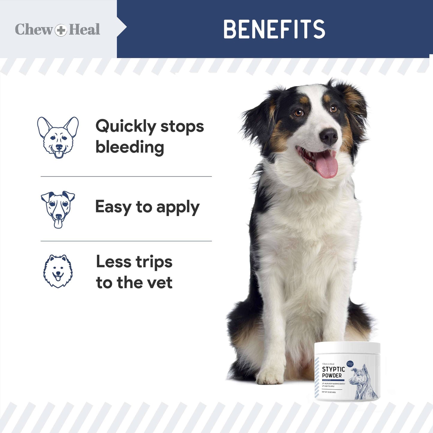 Chew + Heal Styptic Powder for Dogs, Cats and Birds